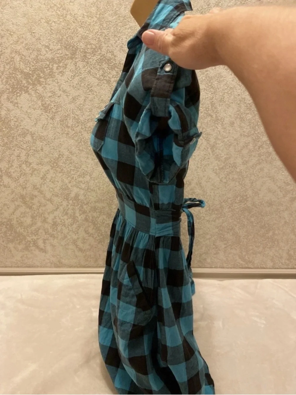 Cotton Express Blue and Black Gingham Dress